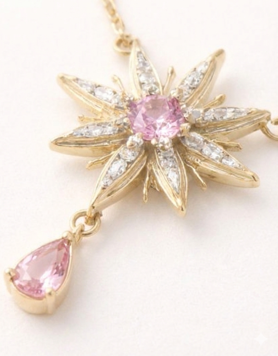 Pembe Işıltı: El Yapımı 'Yıldız Çiçeği' Kolye