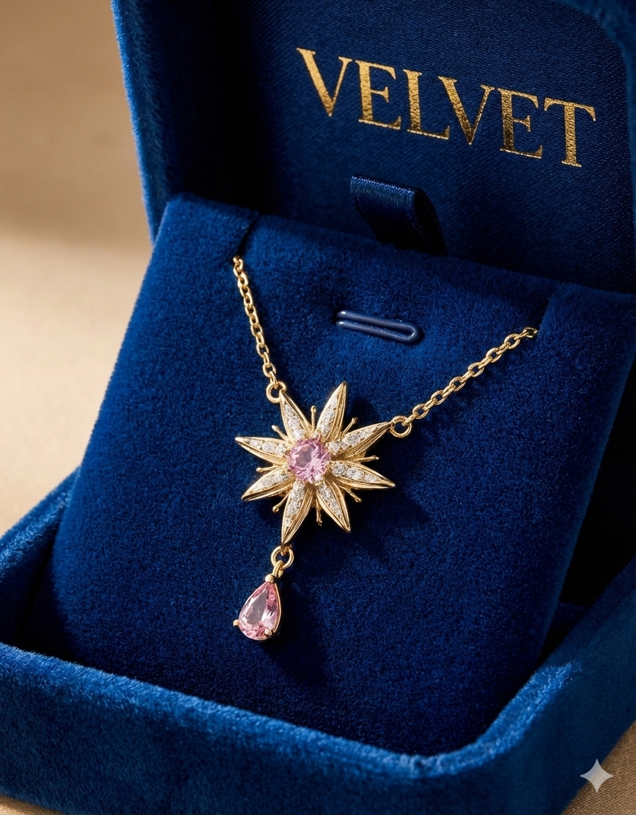 Pembe Işıltı: El Yapımı 'Yıldız Çiçeği' Kolye